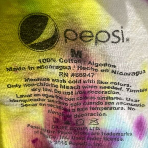 PEPSI TIE DYE CROPPED T-SHIRT LONG SLEEVE SZ MEDIUM 100% COTTON RETRO AESTHETIC - Picture 8 of 16